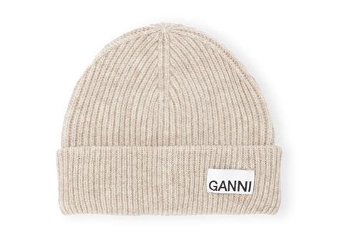 Logo Wool Beanie in Sand 